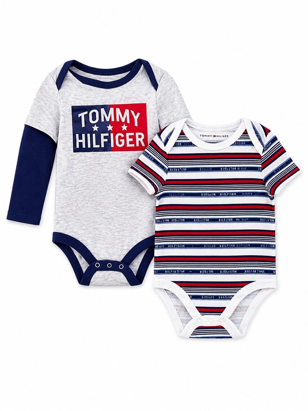 Tommy Hilfiger Baby Bodysuit Bundle 12M | 2 Designer One Pieces | Red White Blue